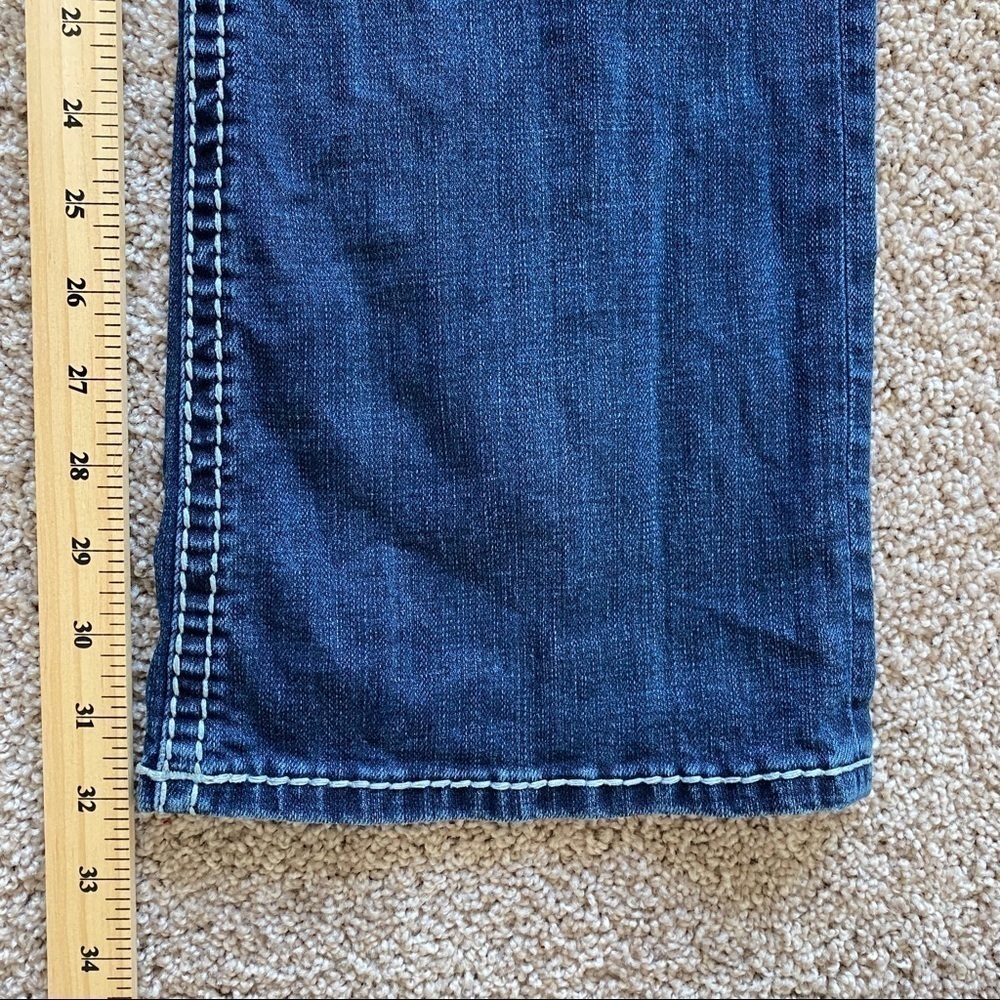 ROCK & Roll Cowgirl Mid Rise Bootcut Jeans 30x34 Embellished Pockets - Picture 11 of 12